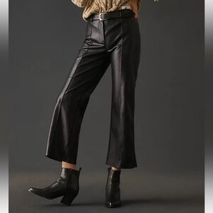 Avec Les Filles Black Faux Leather Cropped Trousers